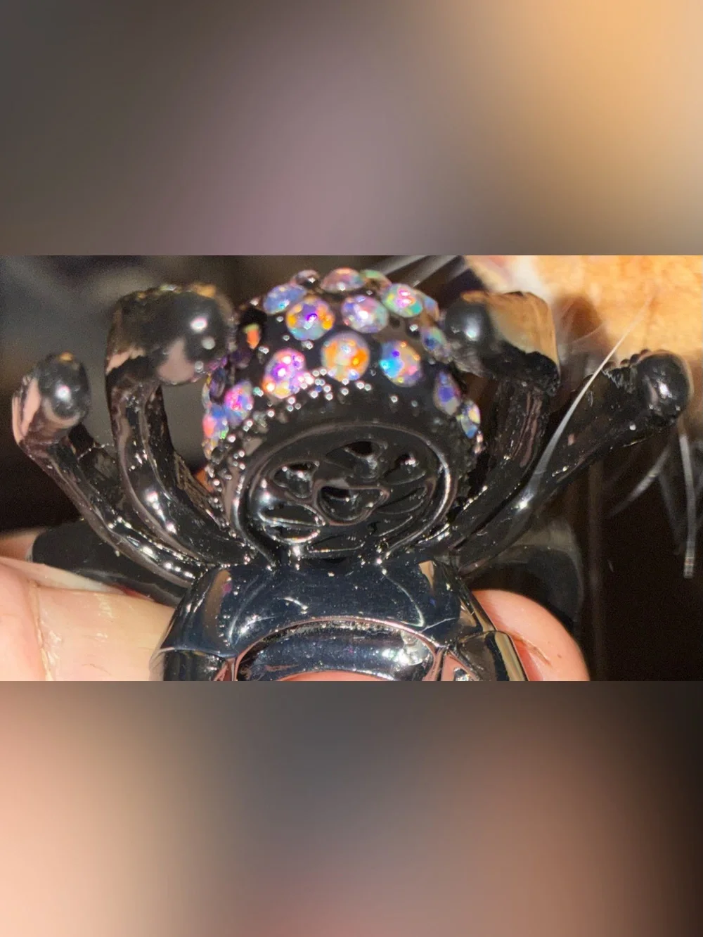 BETSEY JOHNSON 2026 Halloween Crystal-Studded Gothic Spider Stretch Ring NEW NWT